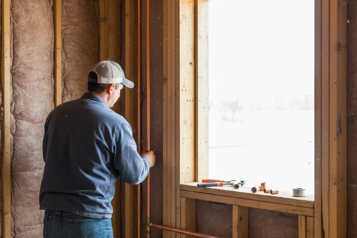 Licensed plumber running new copper supply lines in a Cohoctah home